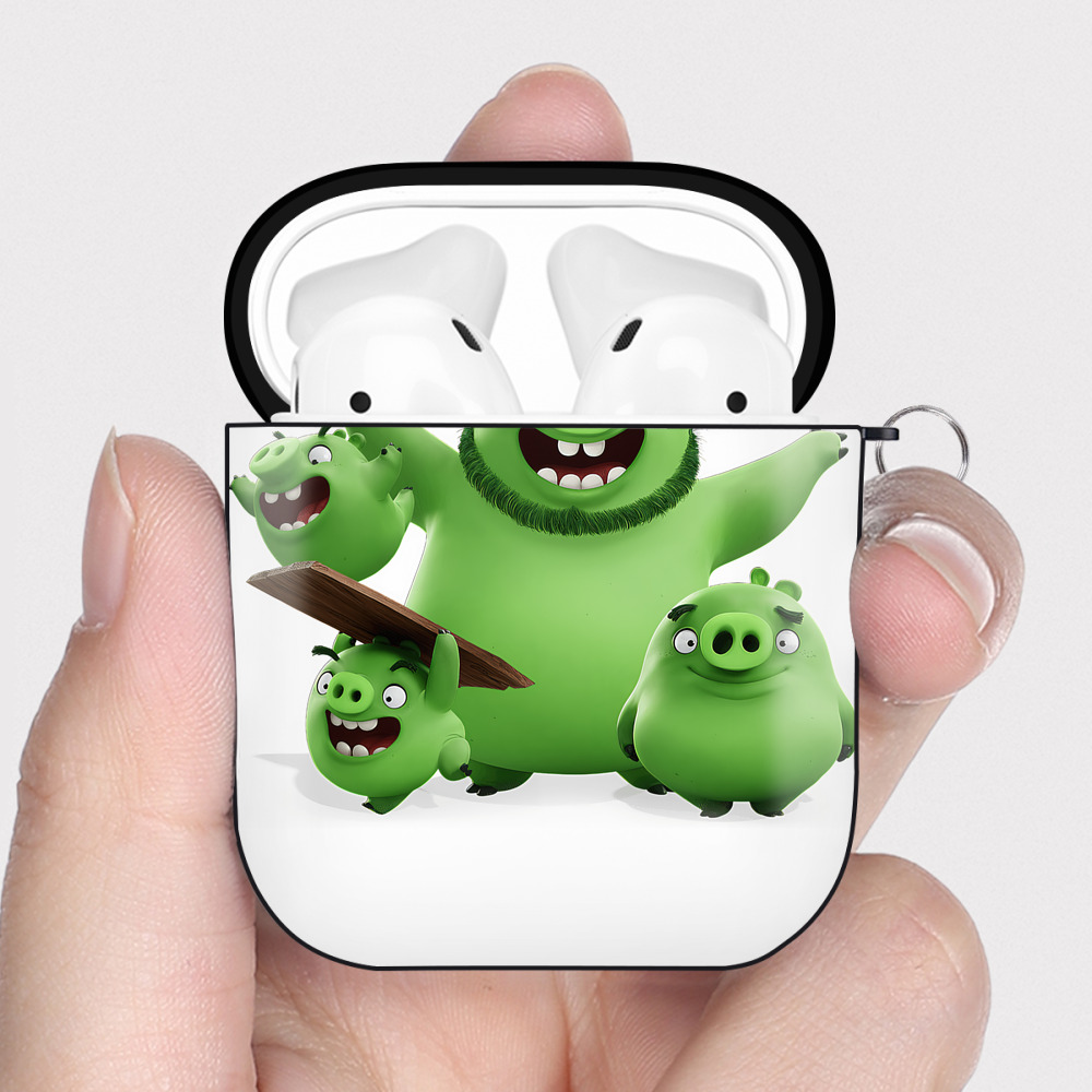 （画像用） Angry Birds アングリーバード AirPods 第2世代保護ケース ハードシェル ブラック 耐衝撃・防指紋・カラビナ付き