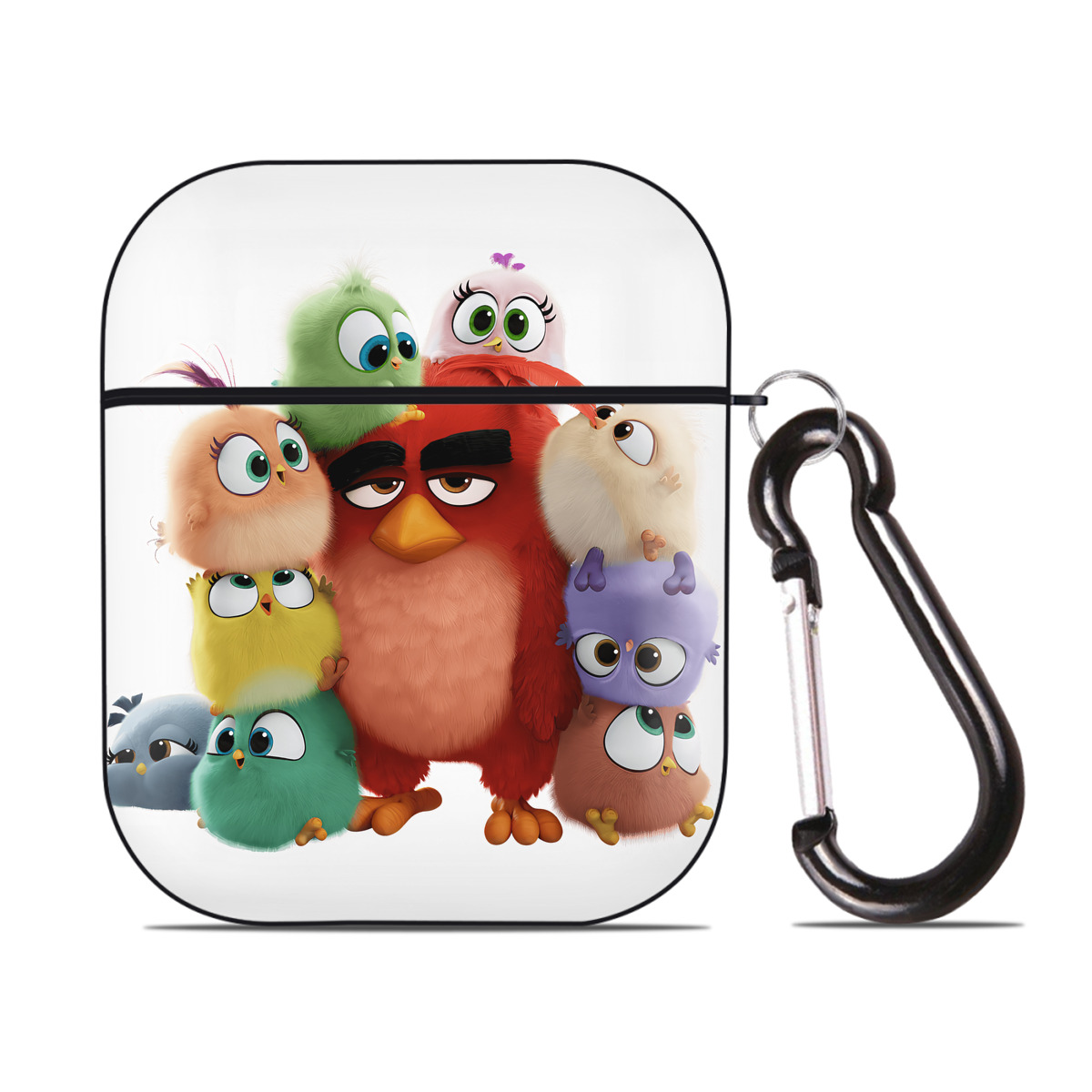 （画像用） Angry Birds アングリーバード AirPods 第2世代保護ケース ハードシェル ブラック 耐衝撃・防指紋・カラビナ付き