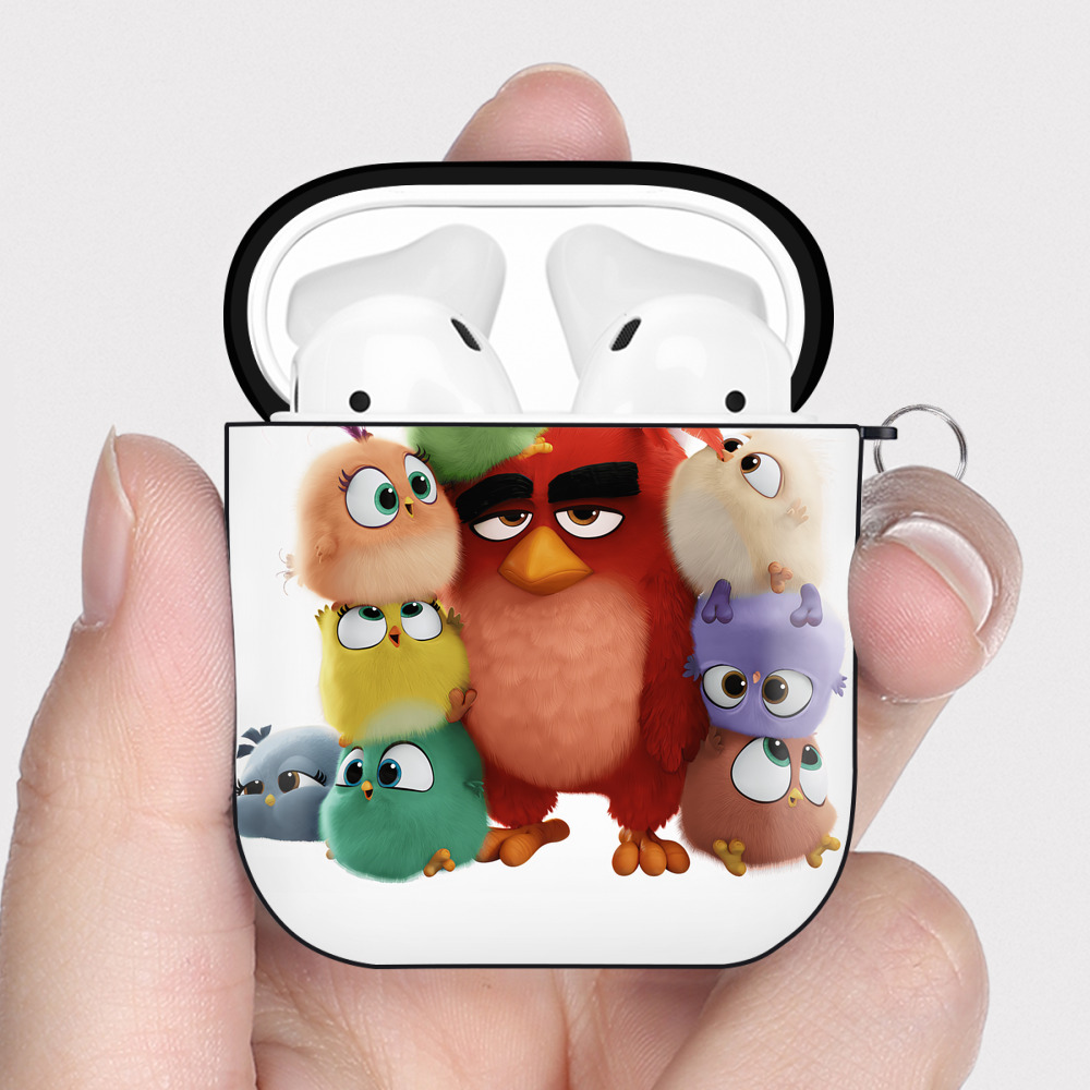 （画像用） Angry Birds アングリーバード AirPods 第2世代保護ケース ハードシェル ブラック 耐衝撃・防指紋・カラビナ付き