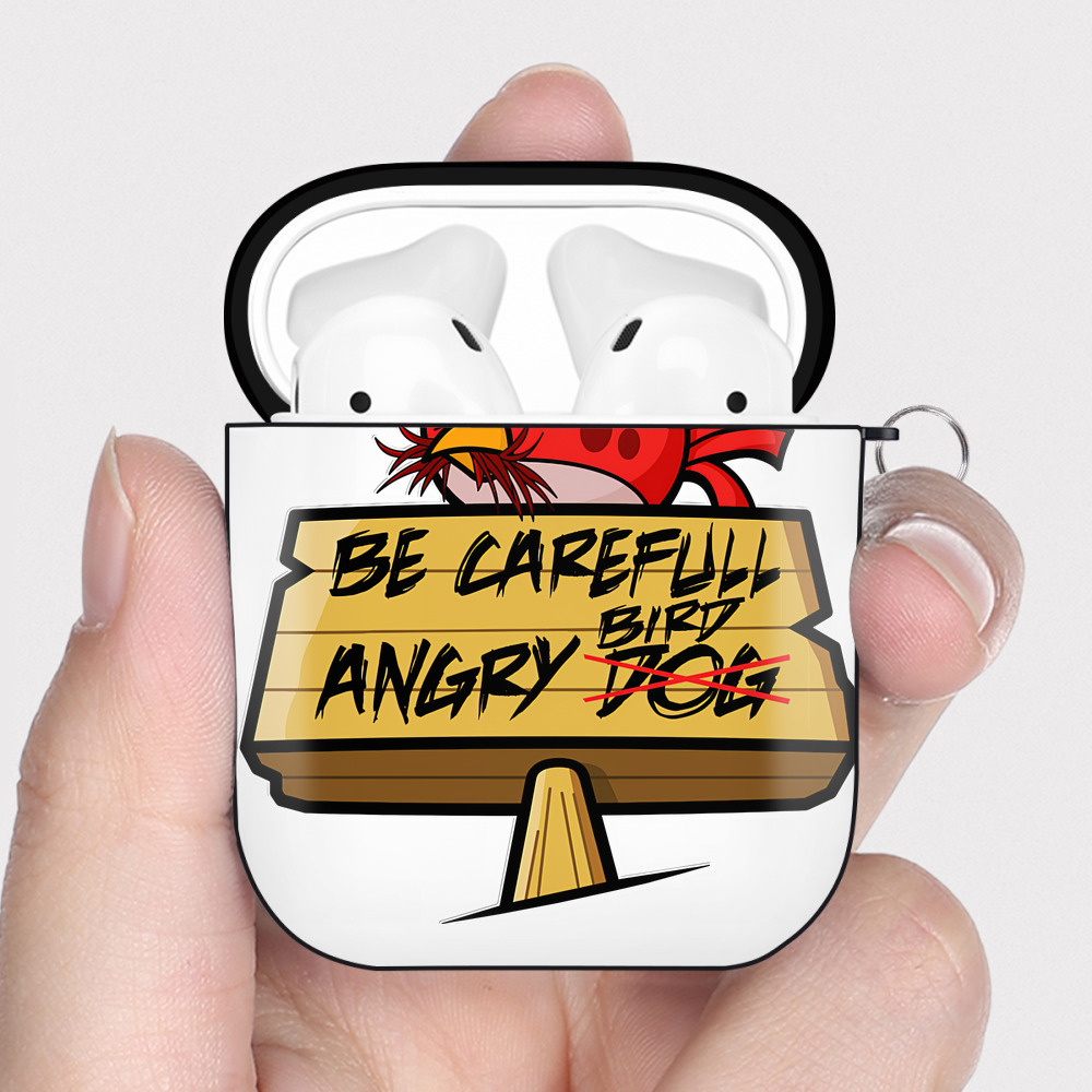 （画像用） Angry Birds アングリーバード AirPods 第2世代保護ケース ハードシェル ブラック 耐衝撃・防指紋・カラビナ付き