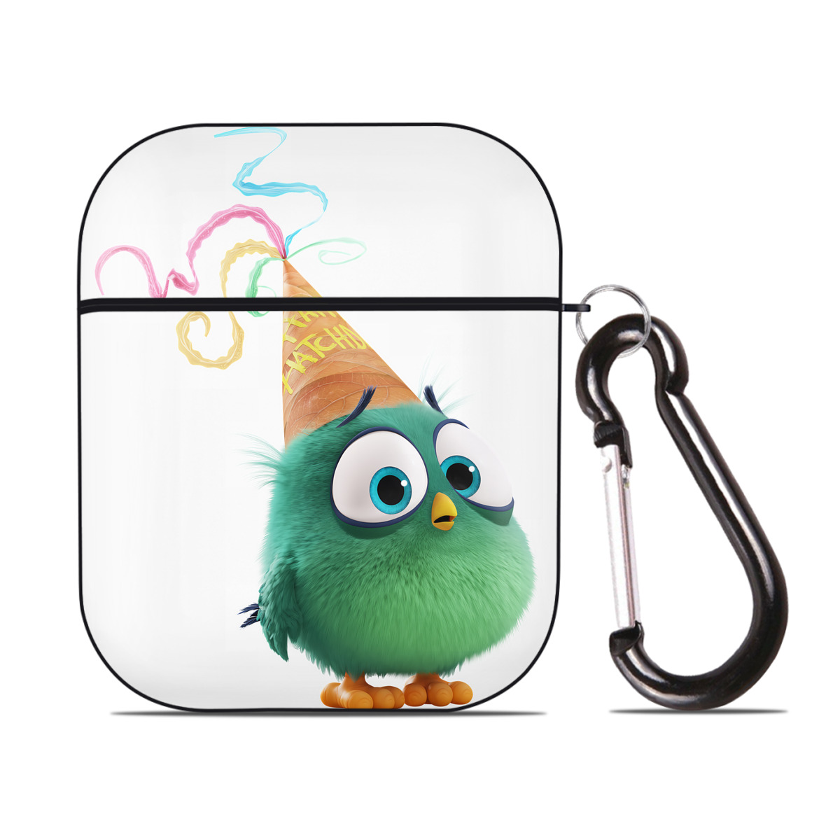 （画像用） Angry Birds アングリーバード AirPods 第2世代保護ケース ハードシェル ブラック 耐衝撃・防指紋・カラビナ付き