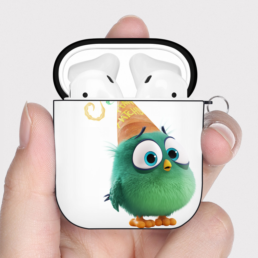 （画像用） Angry Birds アングリーバード AirPods 第2世代保護ケース ハードシェル ブラック 耐衝撃・防指紋・カラビナ付き