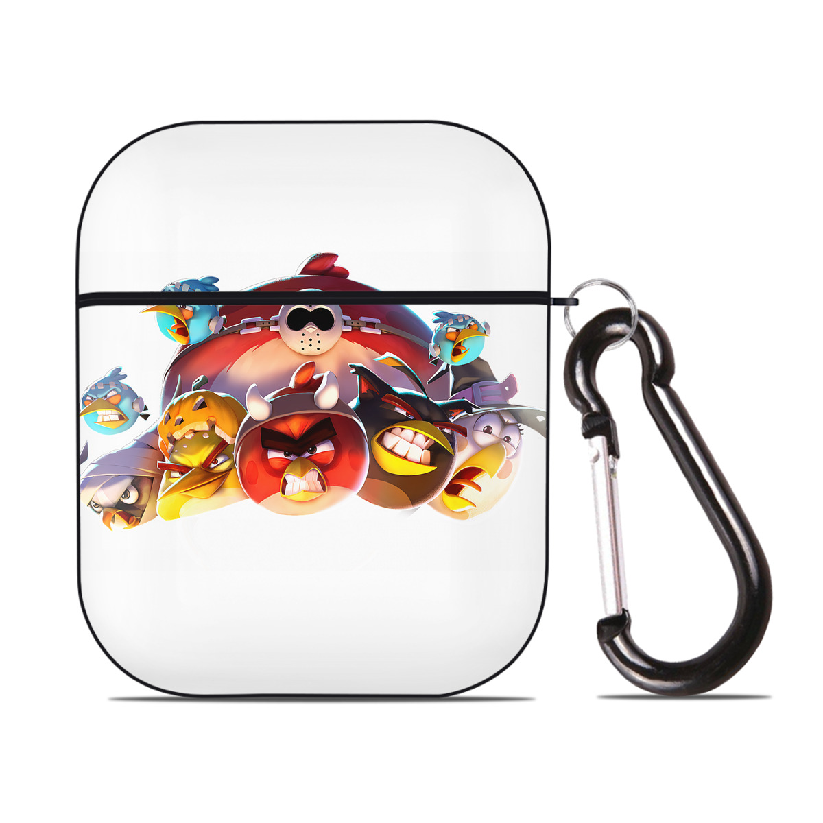 （画像用） Angry Birds アングリーバード AirPods 第2世代保護ケース ハードシェル ブラック 耐衝撃・防指紋・カラビナ付き