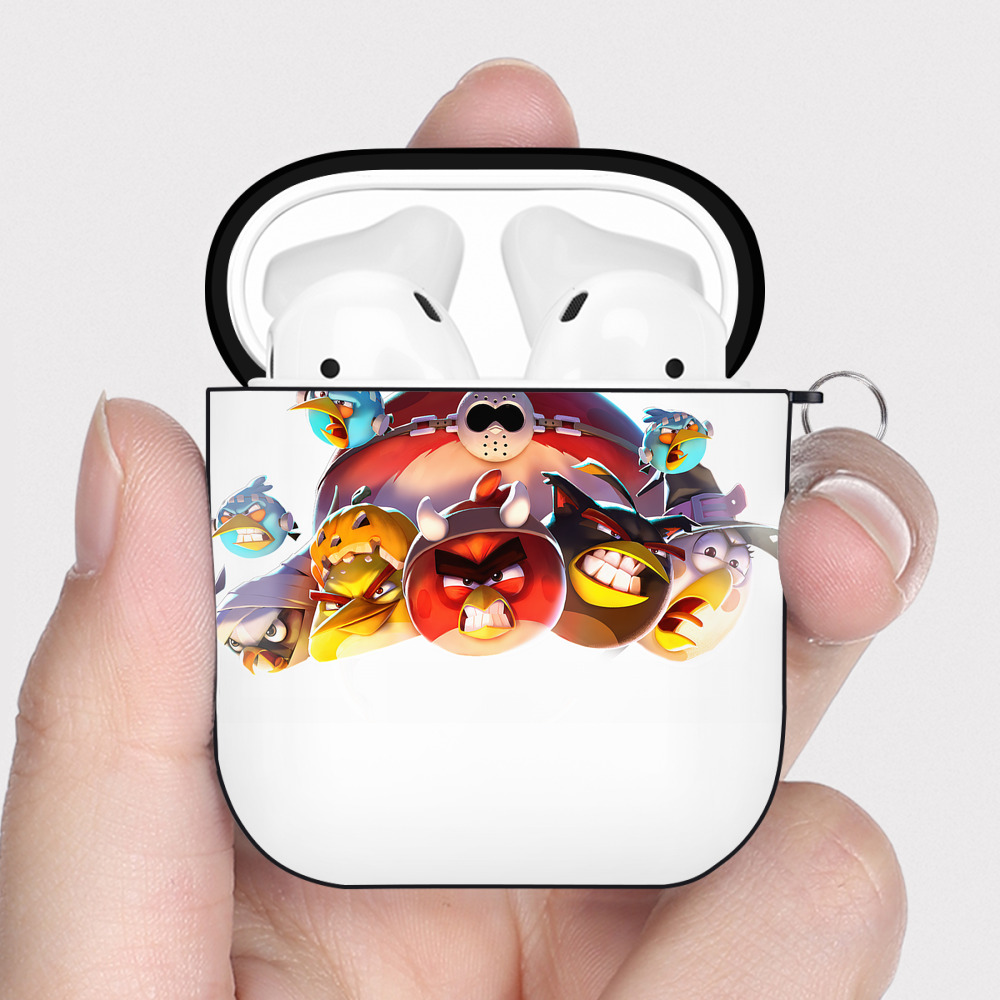 （画像用） Angry Birds アングリーバード AirPods 第2世代保護ケース ハードシェル ブラック 耐衝撃・防指紋・カラビナ付き