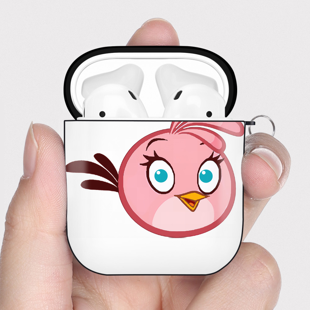 （画像用） Angry Birds アングリーバード AirPods 第2世代保護ケース ハードシェル ブラック 耐衝撃・防指紋・カラビナ付き