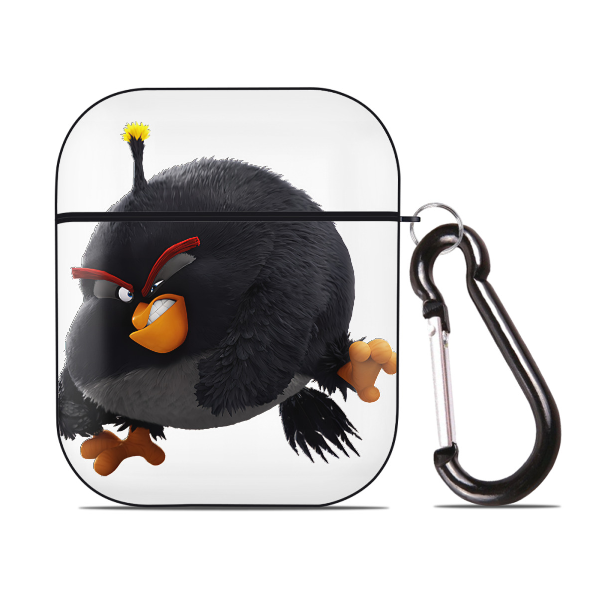 （画像用） Angry Birds アングリーバード AirPods 第2世代保護ケース ハードシェル ブラック 耐衝撃・防指紋・カラビナ付き