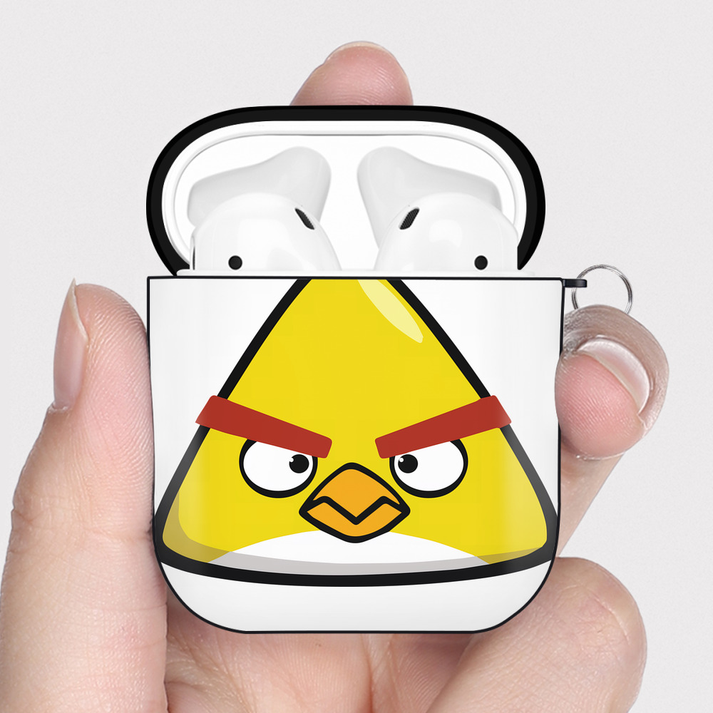 （画像用） Angry Birds アングリーバード AirPods 第2世代保護ケース ハードシェル ブラック 耐衝撃・防指紋・カラビナ付き