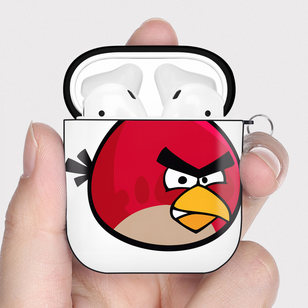 （画像用） Angry Birds アングリーバード AirPods 第2世代保護ケース ハードシェル ブラック 耐衝撃・防指紋・カラビナ付き