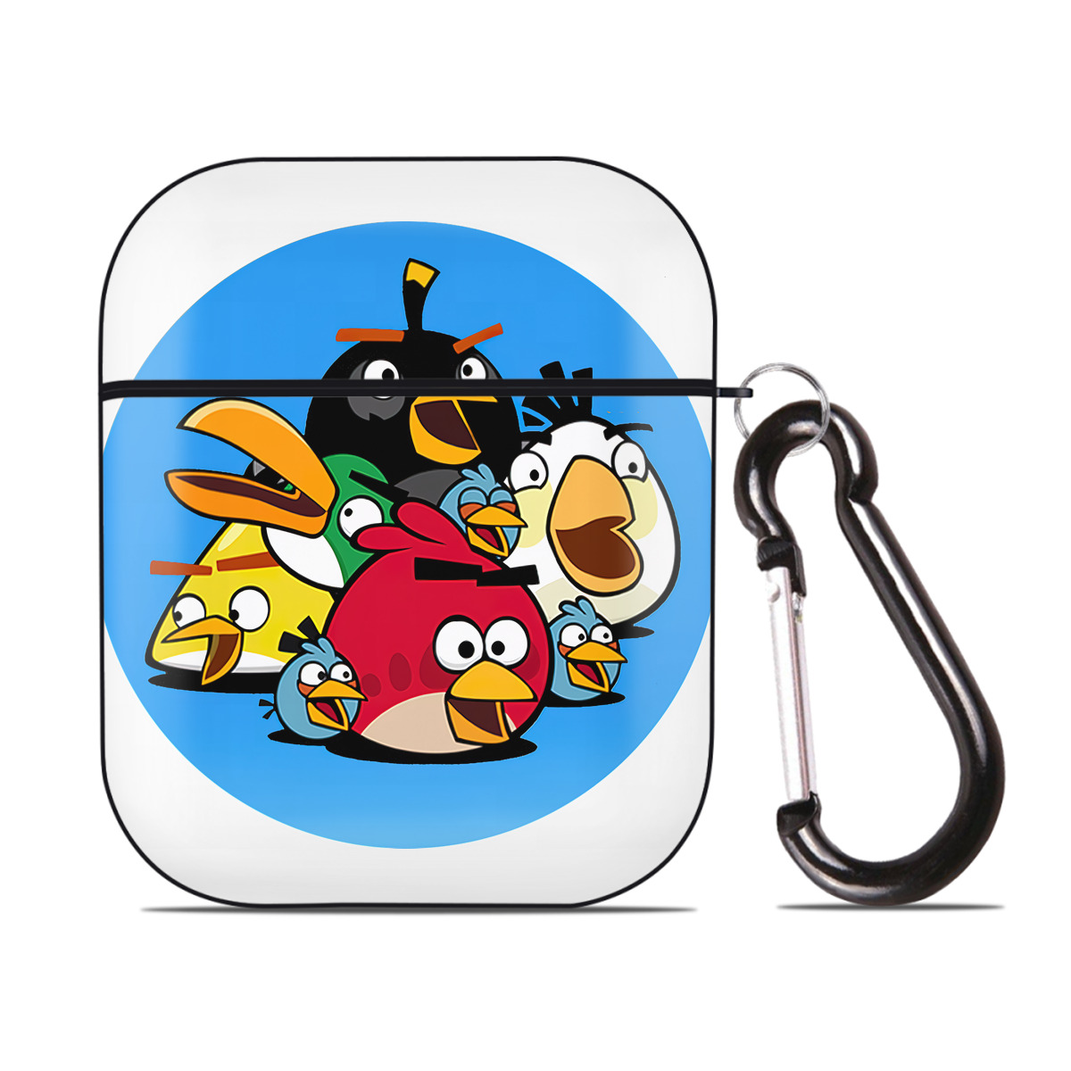 （画像用） Angry Birds アングリーバード AirPods 第2世代保護ケース ハードシェル ブラック 耐衝撃・防指紋・カラビナ付き