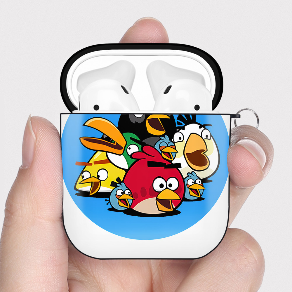 （画像用） Angry Birds アングリーバード AirPods 第2世代保護ケース ハードシェル ブラック 耐衝撃・防指紋・カラビナ付き