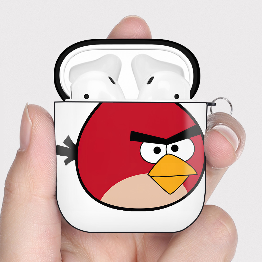 （画像用） Angry Birds アングリーバード AirPods 第2世代保護ケース ハードシェル ブラック 耐衝撃・防指紋・カラビナ付き