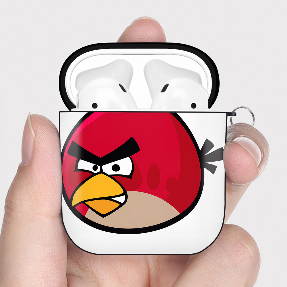 （画像用） Angry Birds アングリーバード AirPods 第2世代保護ケース ハードシェル ブラック 耐衝撃・防指紋・カラビナ付き