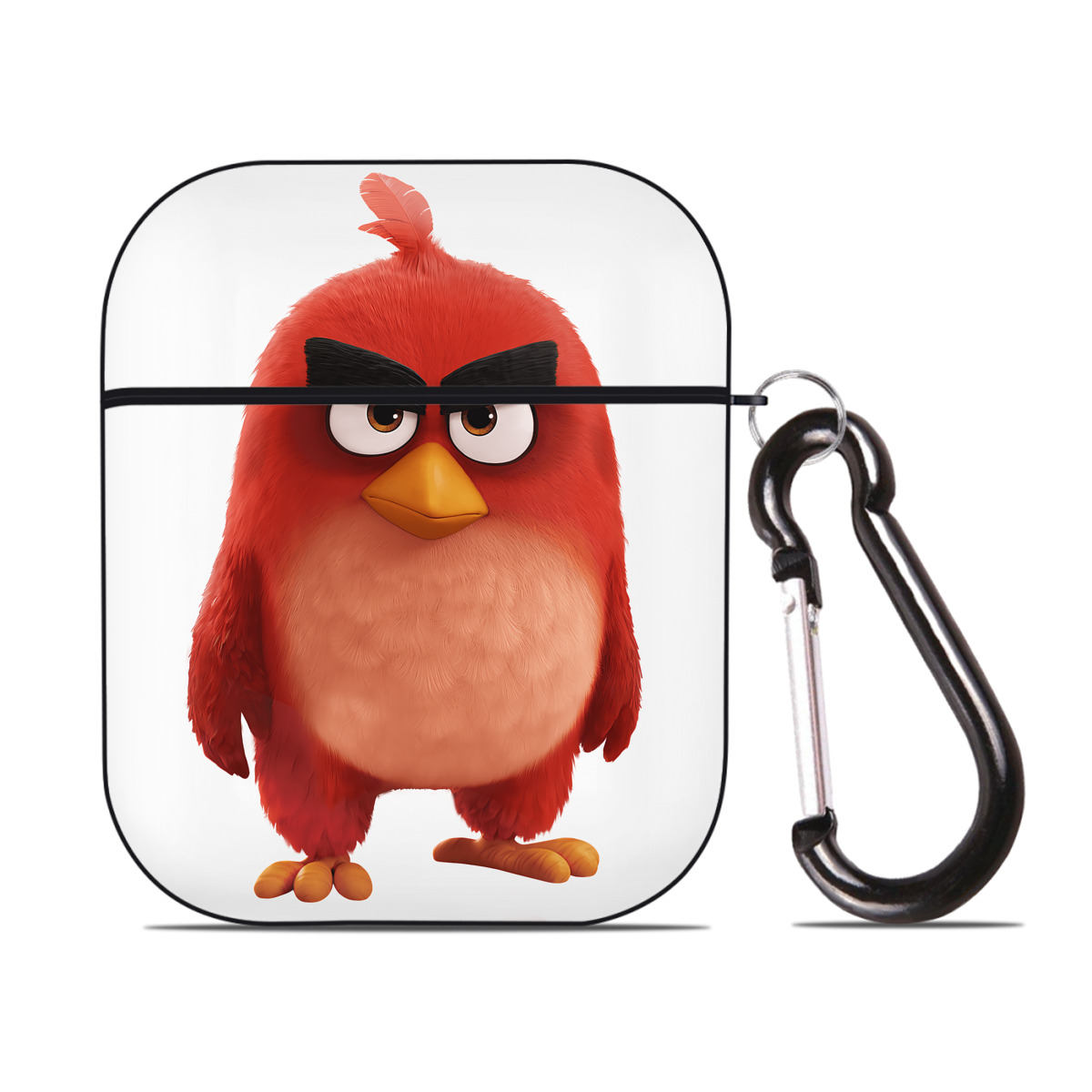 （画像用） Angry Birds アングリーバード AirPods 第2世代保護ケース ハードシェル ブラック 耐衝撃・防指紋・カラビナ付き