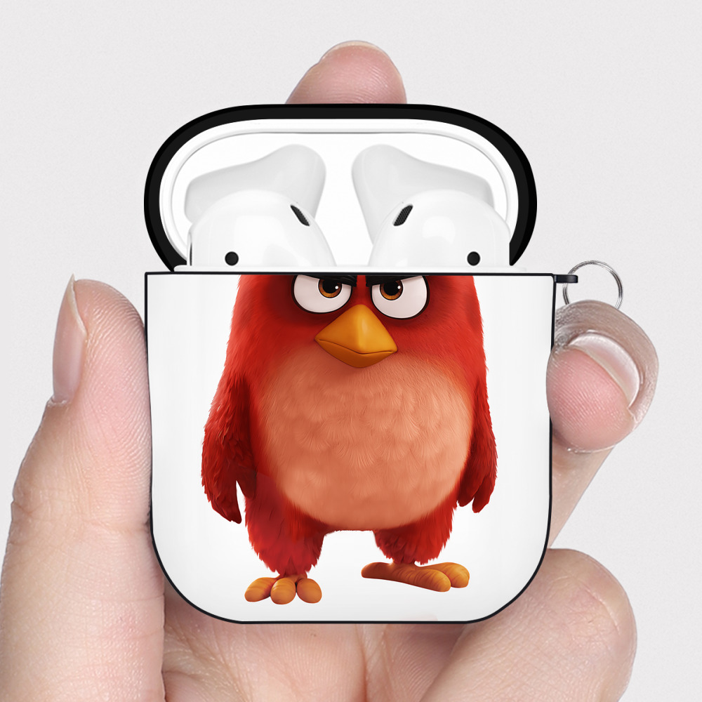 （画像用） Angry Birds アングリーバード AirPods 第2世代保護ケース ハードシェル ブラック 耐衝撃・防指紋・カラビナ付き