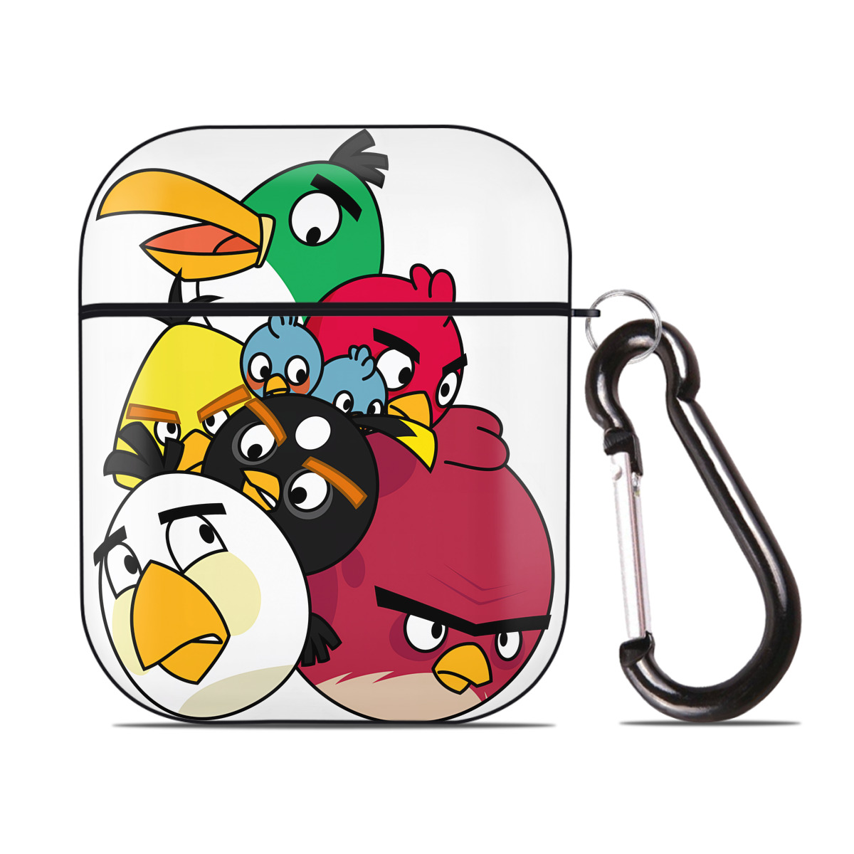 （画像用） Angry Birds アングリーバード AirPods 第2世代保護ケース ハードシェル ブラック 耐衝撃・防指紋・カラビナ付き