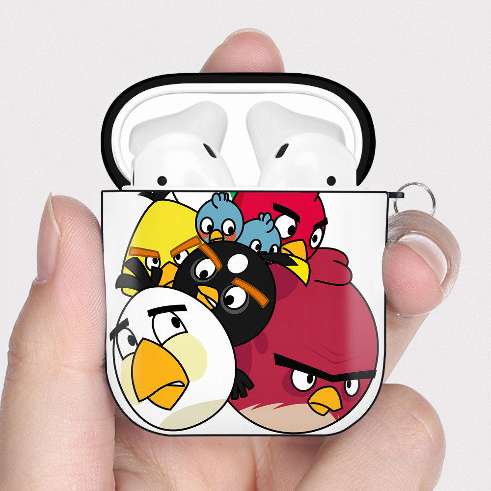 （画像用） Angry Birds アングリーバード AirPods 第2世代保護ケース ハードシェル ブラック 耐衝撃・防指紋・カラビナ付き
