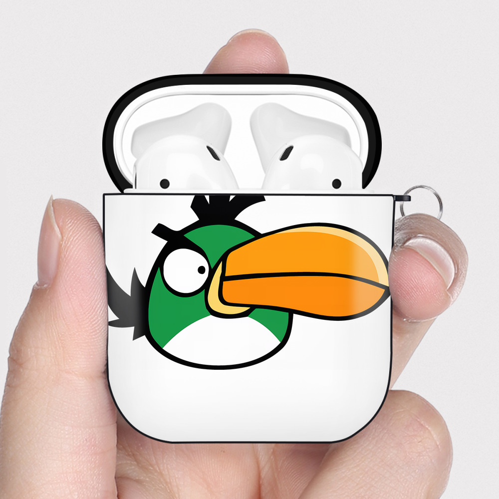 （画像用） Angry Birds アングリーバード AirPods 第2世代保護ケース ハードシェル ブラック 耐衝撃・防指紋・カラビナ付き