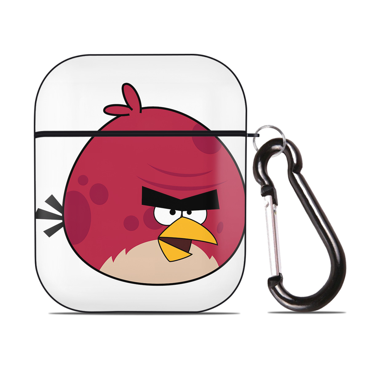 （画像用） Angry Birds アングリーバード AirPods 第2世代保護ケース ハードシェル ブラック 耐衝撃・防指紋・カラビナ付き