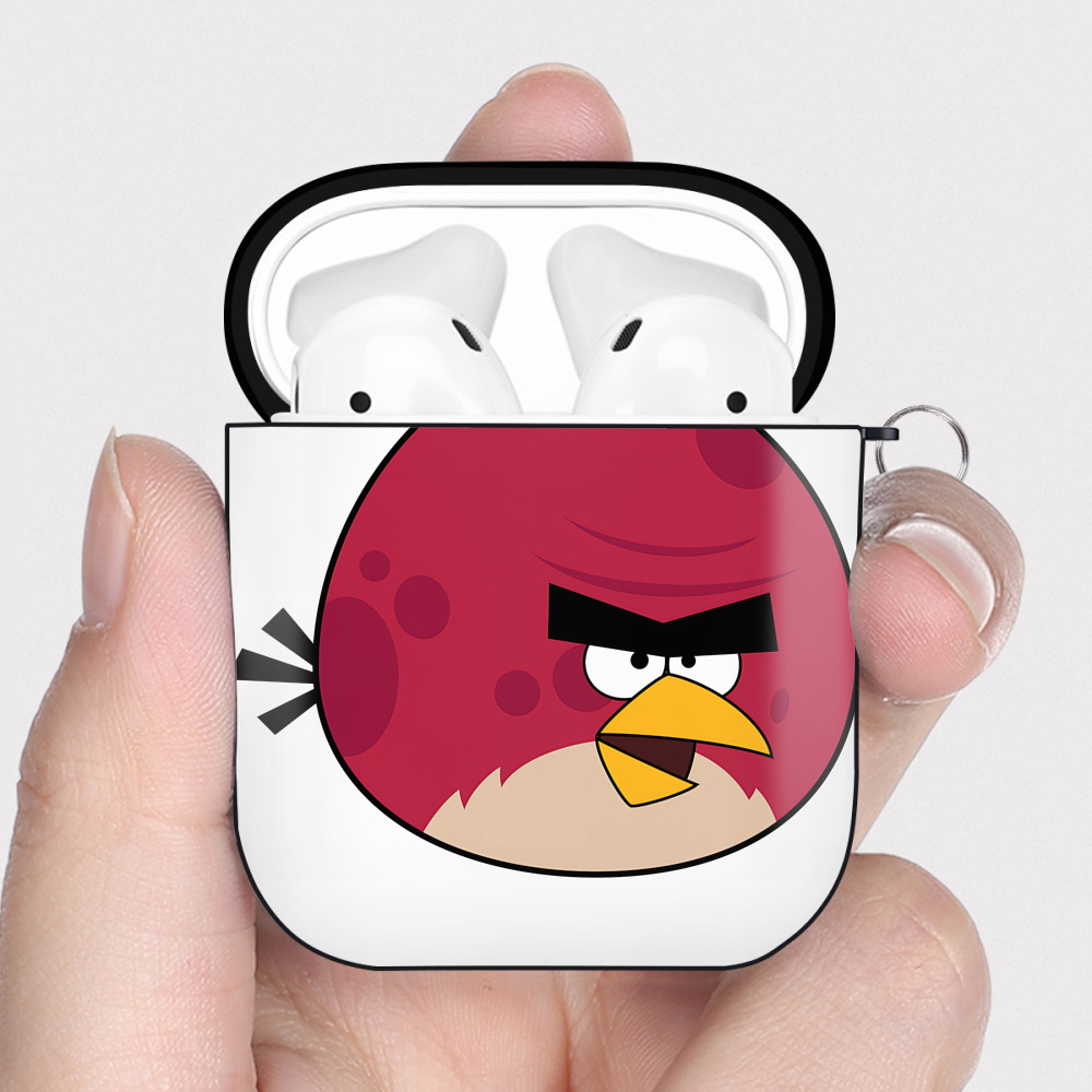 （画像用） Angry Birds アングリーバード AirPods 第2世代保護ケース ハードシェル ブラック 耐衝撃・防指紋・カラビナ付き