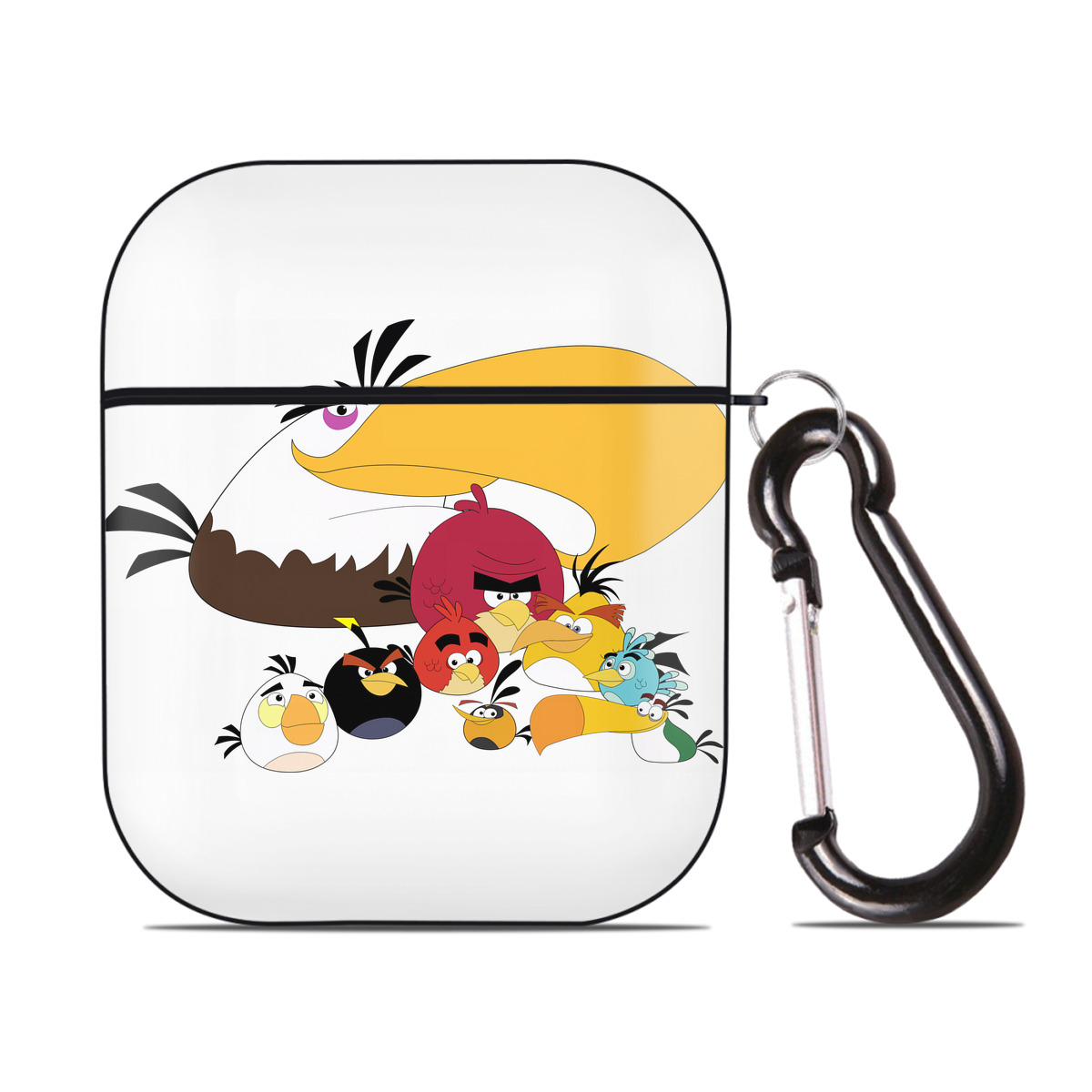 （画像用） Angry Birds アングリーバード AirPods 第2世代保護ケース ハードシェル ブラック 耐衝撃・防指紋・カラビナ付き