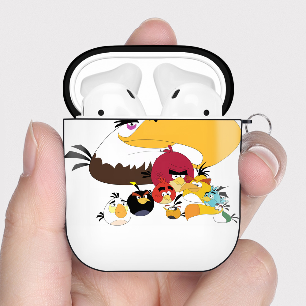 （画像用） Angry Birds アングリーバード AirPods 第2世代保護ケース ハードシェル ブラック 耐衝撃・防指紋・カラビナ付き