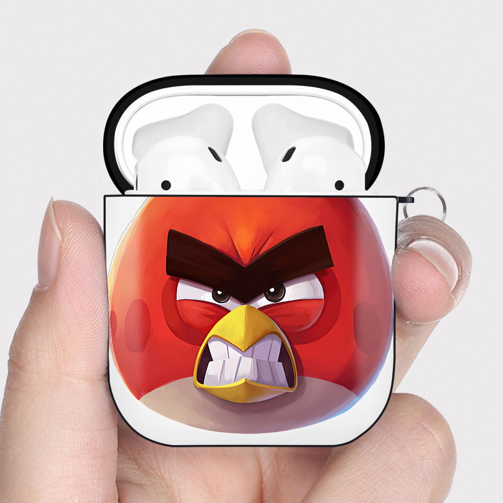 （画像用） Angry Birds アングリーバード AirPods 第2世代保護ケース ハードシェル ブラック 耐衝撃・防指紋・カラビナ付き