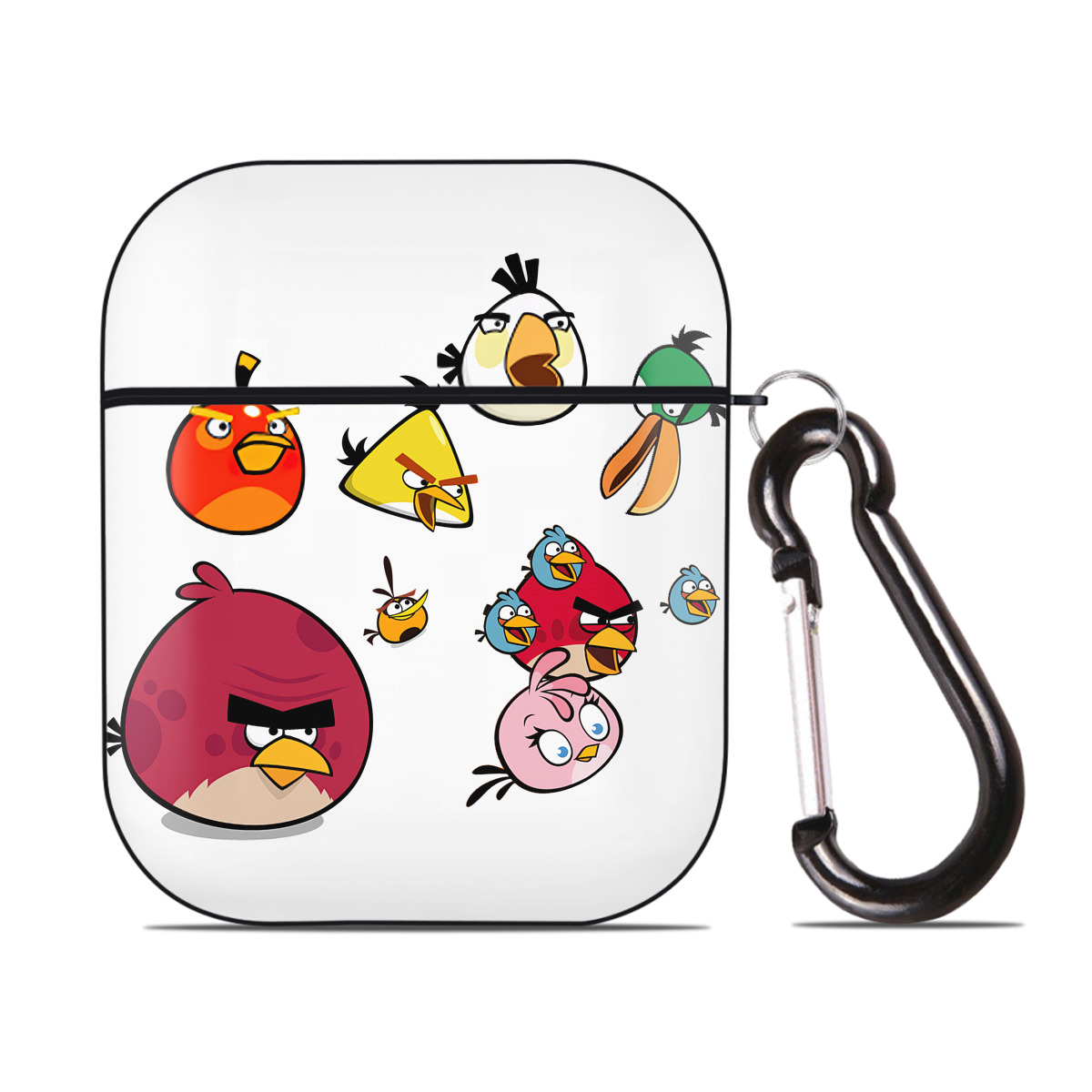 （画像用） Angry Birds アングリーバード AirPods 第2世代保護ケース ハードシェル ブラック 耐衝撃・防指紋・カラビナ付き