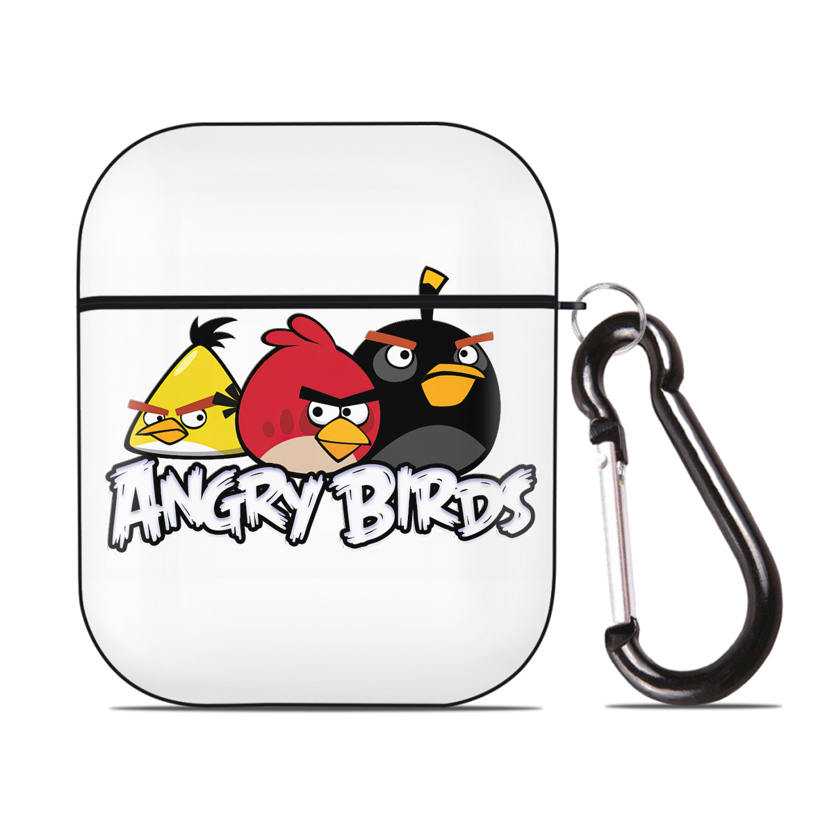 （画像用） Angry Birds アングリーバード AirPods 第2世代保護ケース ハードシェル ブラック 耐衝撃・防指紋・カラビナ付き