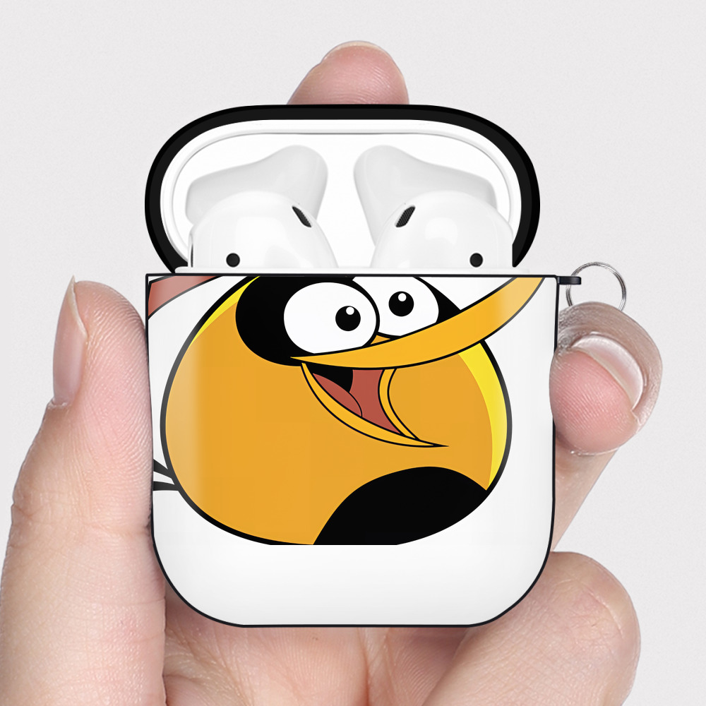 （画像用） Angry Birds アングリーバード AirPods 第2世代保護ケース ハードシェル ブラック 耐衝撃・防指紋・カラビナ付き