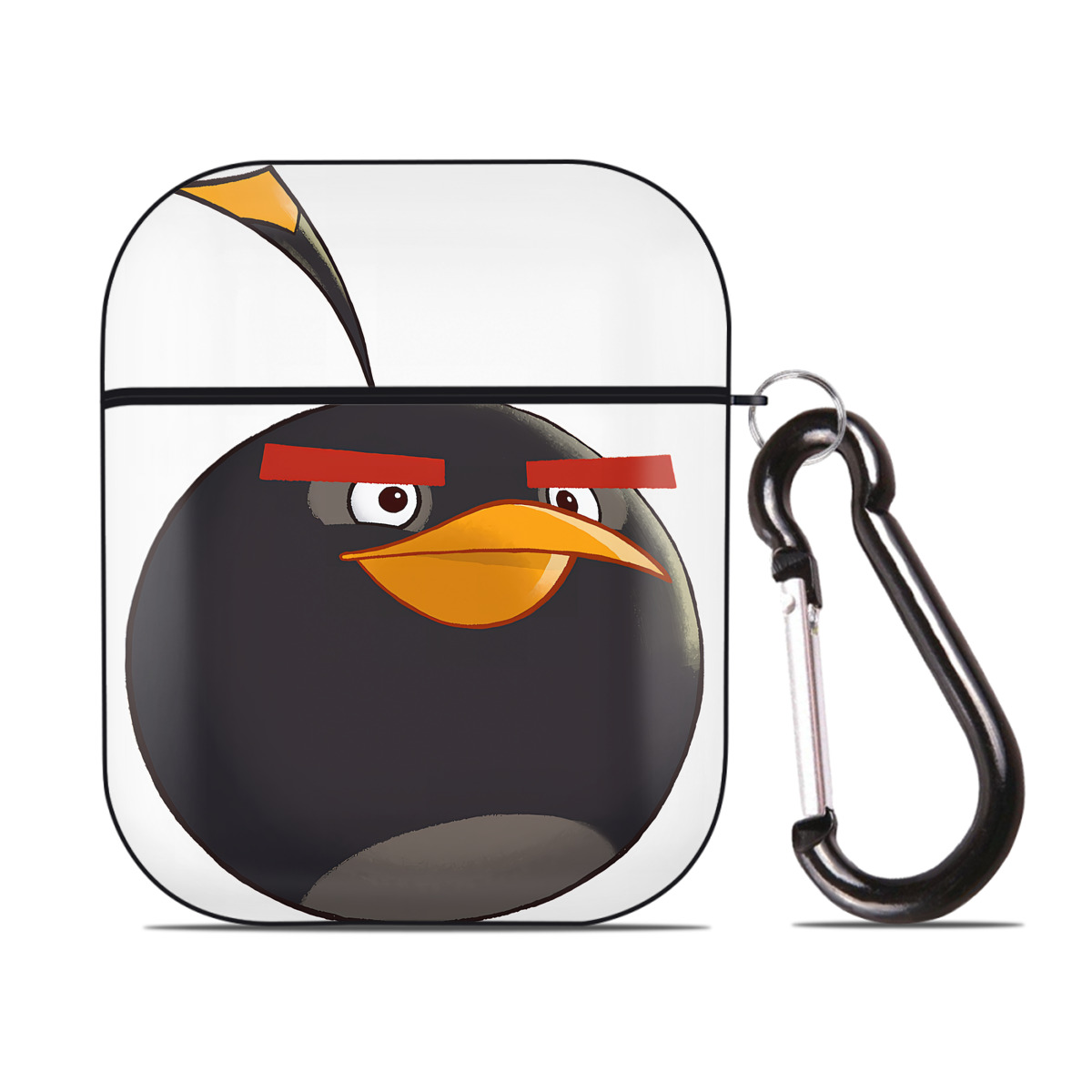 （画像用） Angry Birds アングリーバード AirPods 第2世代保護ケース ハードシェル ブラック 耐衝撃・防指紋・カラビナ付き