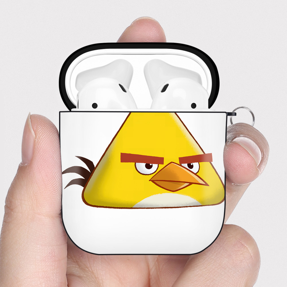 （画像用） Angry Birds アングリーバード AirPods 第2世代保護ケース ハードシェル ブラック 耐衝撃・防指紋・カラビナ付き