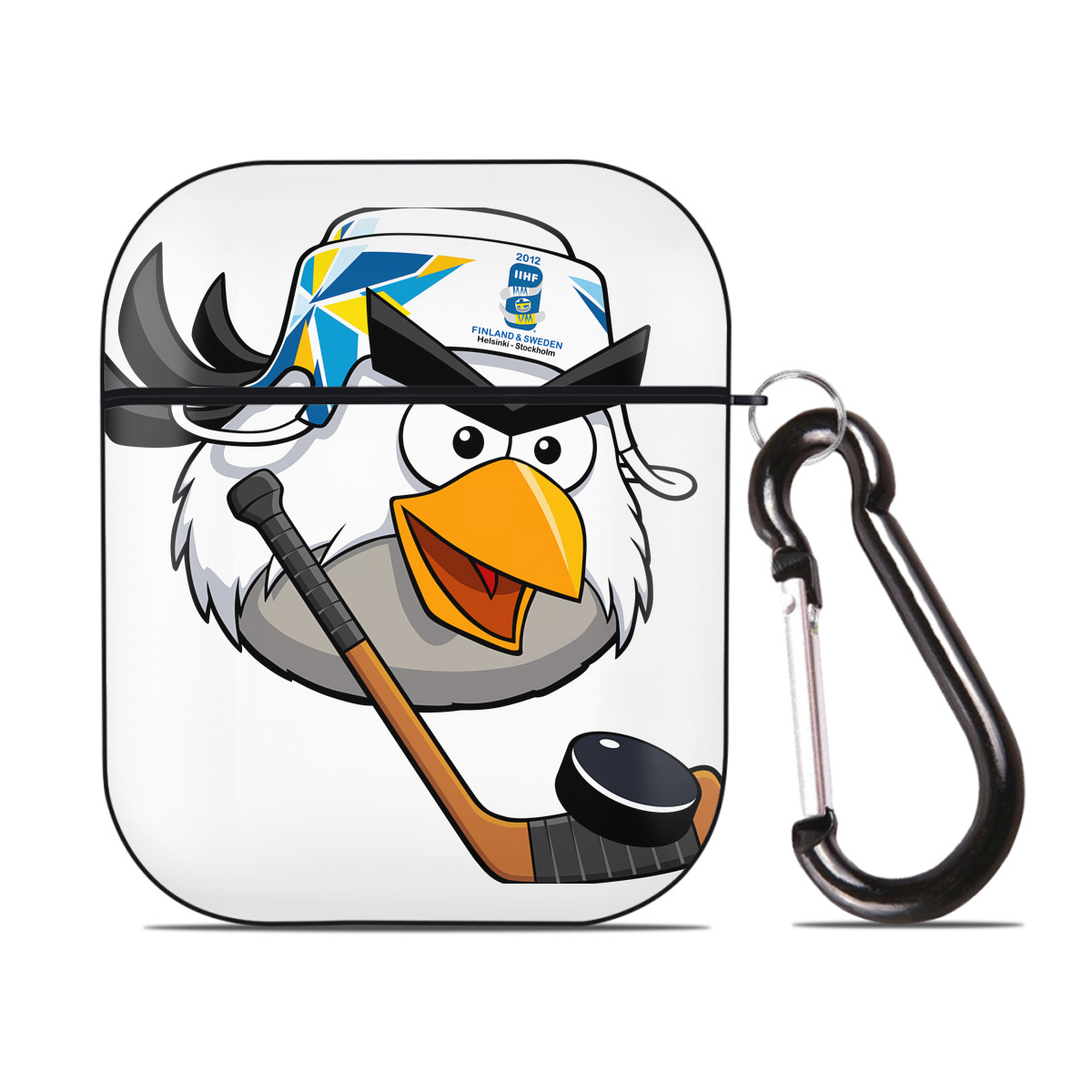 （画像用） Angry Birds アングリーバード AirPods 第2世代保護ケース ハードシェル ブラック 耐衝撃・防指紋・カラビナ付き