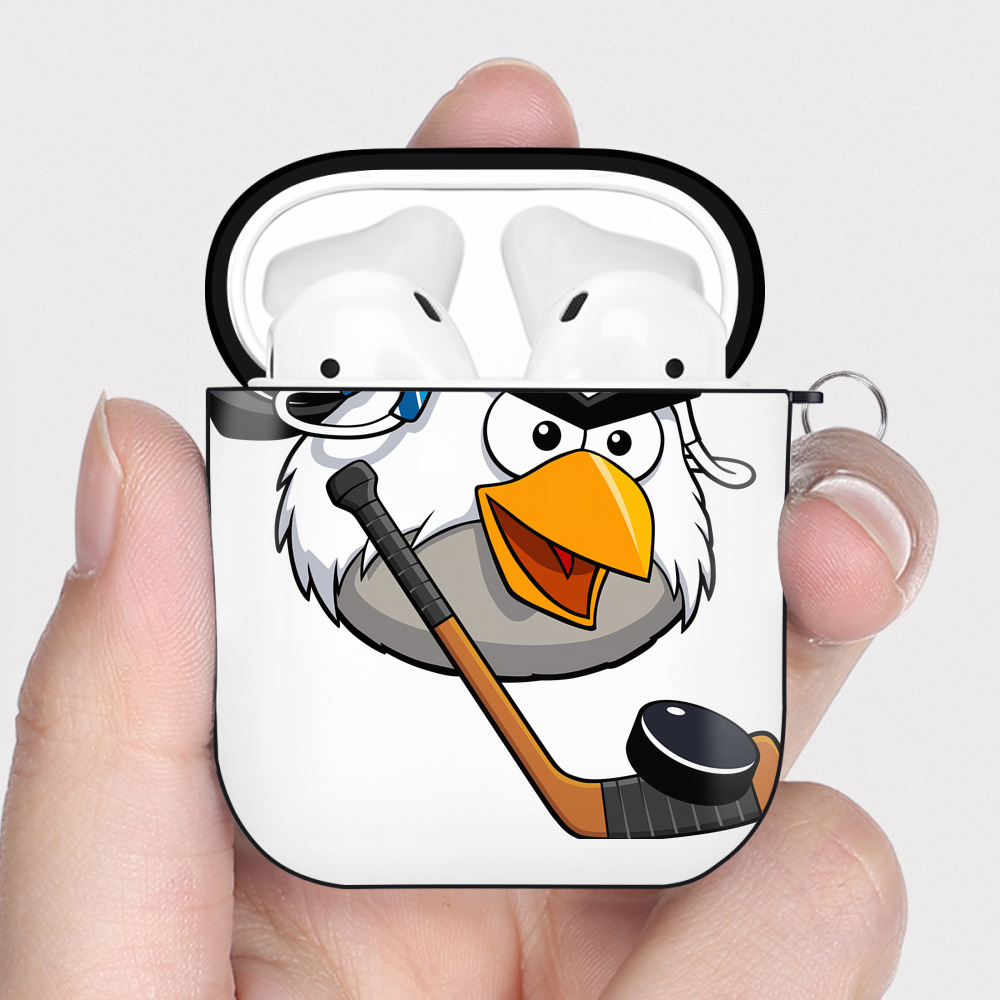 （画像用） Angry Birds アングリーバード AirPods 第2世代保護ケース ハードシェル ブラック 耐衝撃・防指紋・カラビナ付き