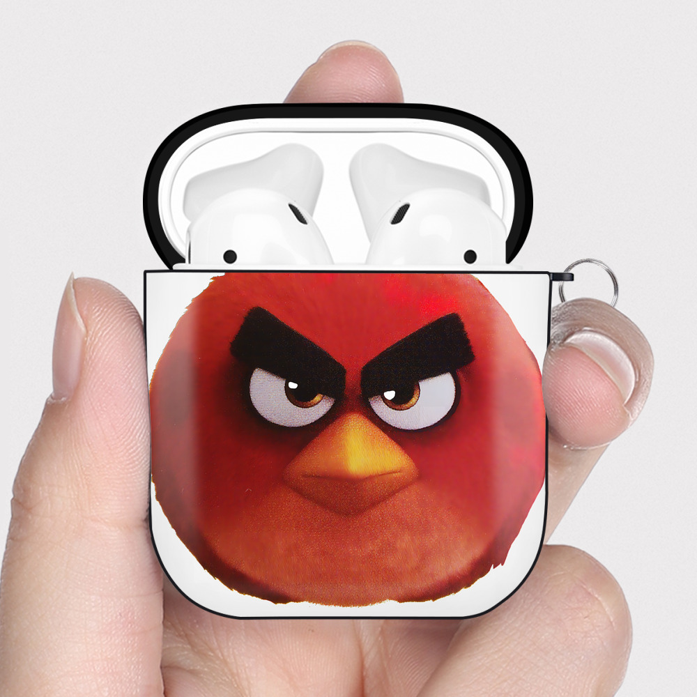 （画像用） Angry Birds アングリーバード AirPods 第2世代保護ケース ハードシェル ブラック 耐衝撃・防指紋・カラビナ付き
