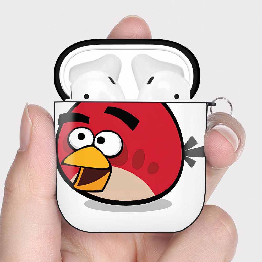 （画像用） Angry Birds アングリーバード AirPods 第2世代保護ケース ハードシェル ブラック 耐衝撃・防指紋・カラビナ付き