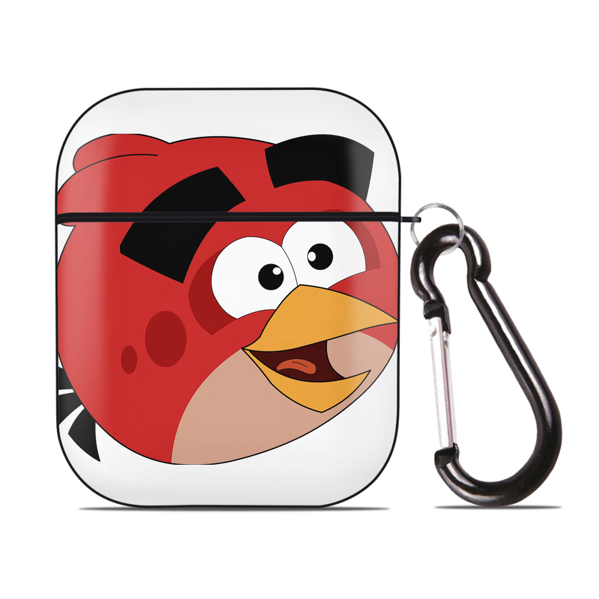 （画像用） Angry Birds アングリーバード AirPods 第2世代保護ケース ハードシェル ブラック 耐衝撃・防指紋・カラビナ付き