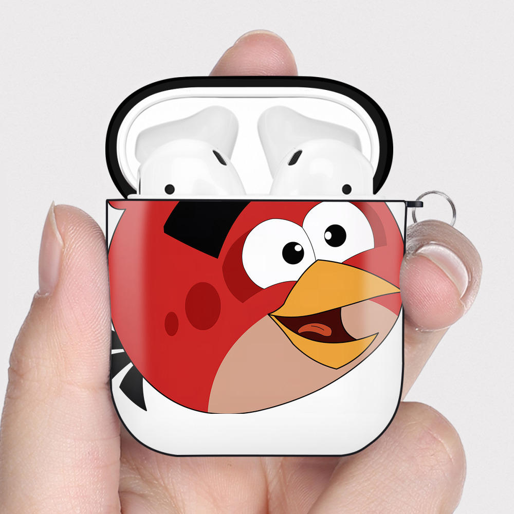 （画像用） Angry Birds アングリーバード AirPods 第2世代保護ケース ハードシェル ブラック 耐衝撃・防指紋・カラビナ付き