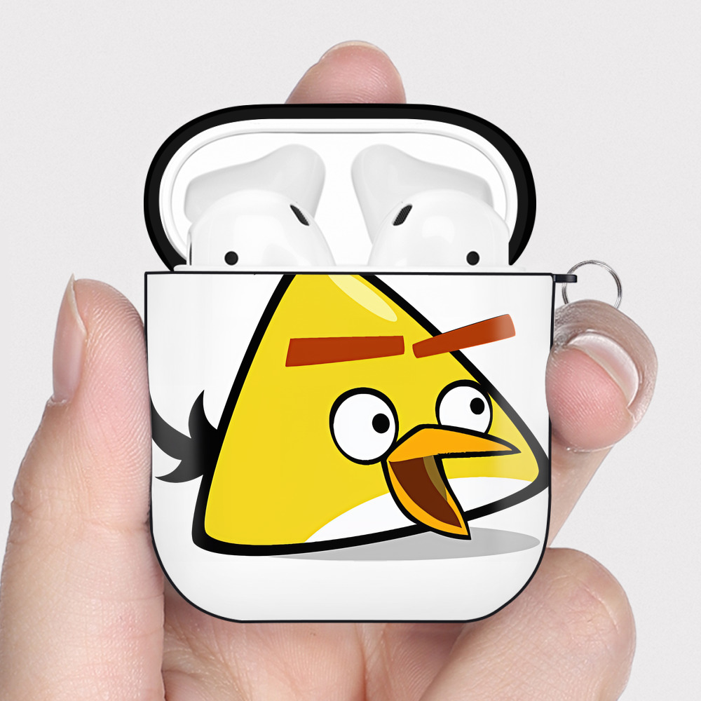 （画像用） Angry Birds アングリーバード AirPods 第2世代保護ケース ハードシェル ブラック 耐衝撃・防指紋・カラビナ付き