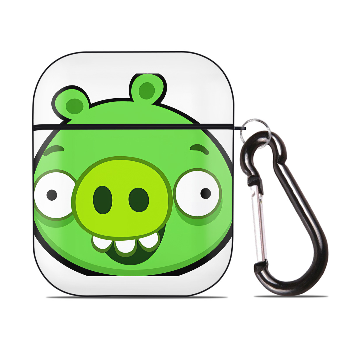 （画像用） Angry Birds アングリーバード AirPods 第2世代保護ケース ハードシェル ブラック 耐衝撃・防指紋・カラビナ付き