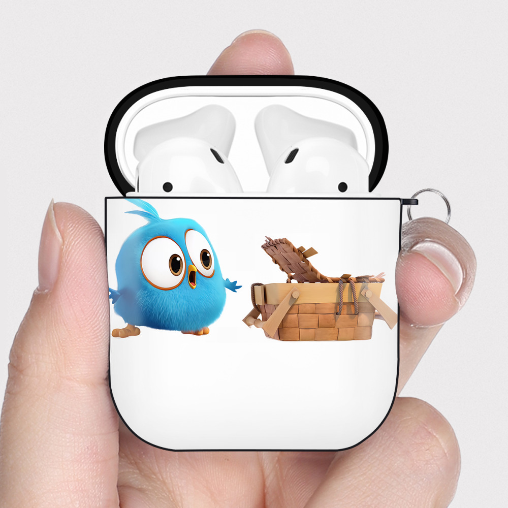 （画像用） Angry Birds アングリーバード AirPods 第2世代保護ケース ハードシェル ブラック 耐衝撃・防指紋・カラビナ付き
