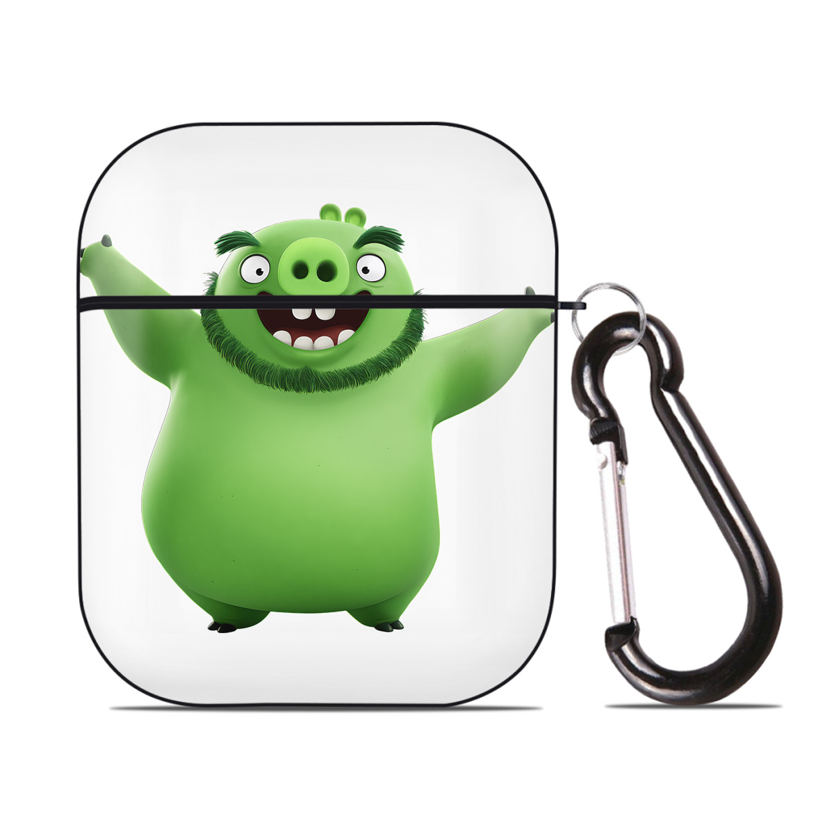 （画像用） Angry Birds アングリーバード AirPods 第2世代保護ケース ハードシェル ブラック 耐衝撃・防指紋・カラビナ付き