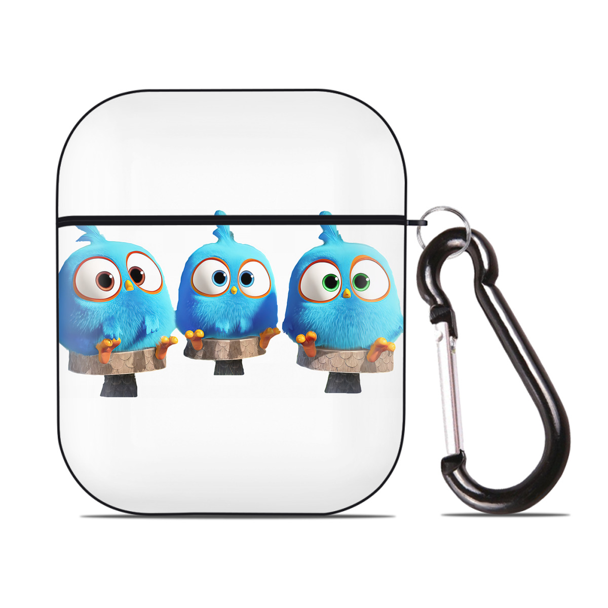 （画像用） Angry Birds アングリーバード AirPods 第2世代保護ケース ハードシェル ブラック 耐衝撃・防指紋・カラビナ付き