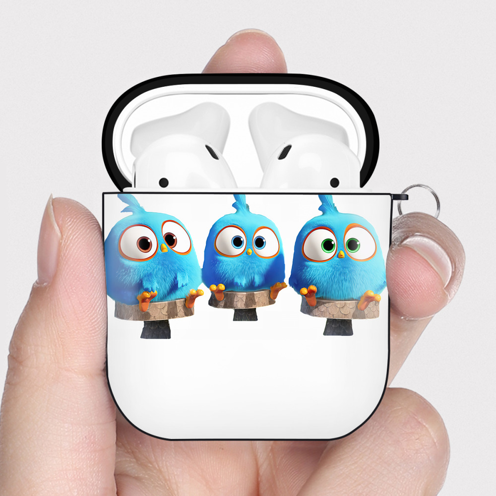 （画像用） Angry Birds アングリーバード AirPods 第2世代保護ケース ハードシェル ブラック 耐衝撃・防指紋・カラビナ付き