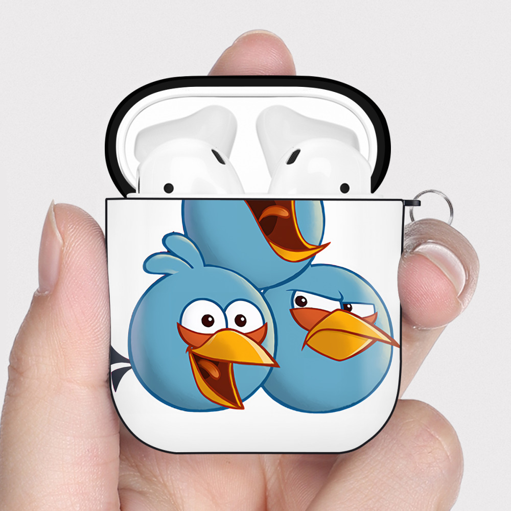 （画像用） Angry Birds アングリーバード AirPods 第2世代保護ケース ハードシェル ブラック 耐衝撃・防指紋・カラビナ付き