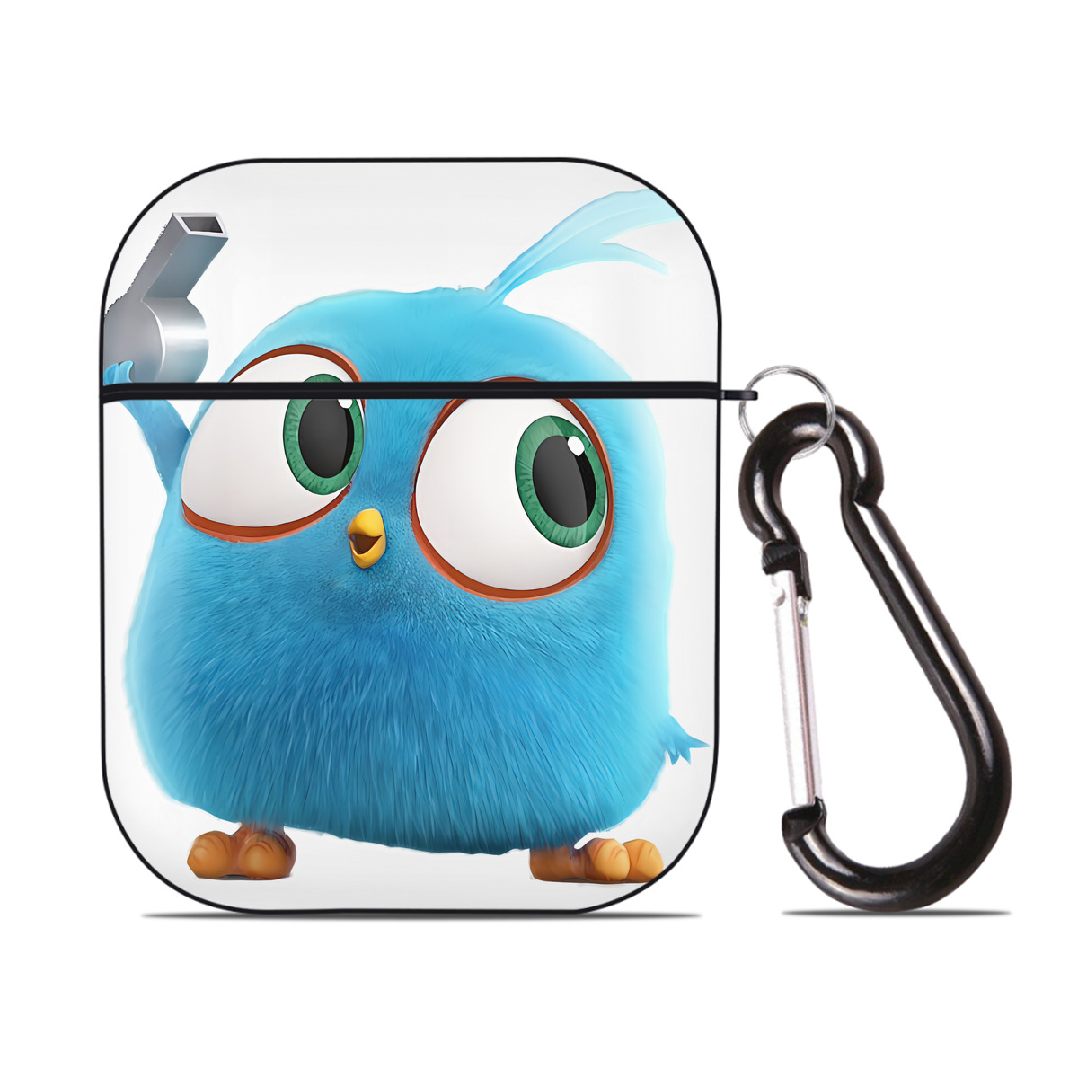 （画像用） Angry Birds アングリーバード AirPods 第2世代保護ケース ハードシェル ブラック 耐衝撃・防指紋・カラビナ付き