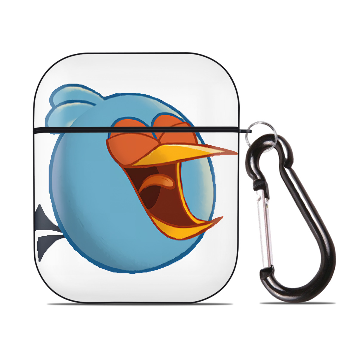 （画像用） Angry Birds アングリーバード AirPods 第2世代保護ケース ハードシェル ブラック 耐衝撃・防指紋・カラビナ付き