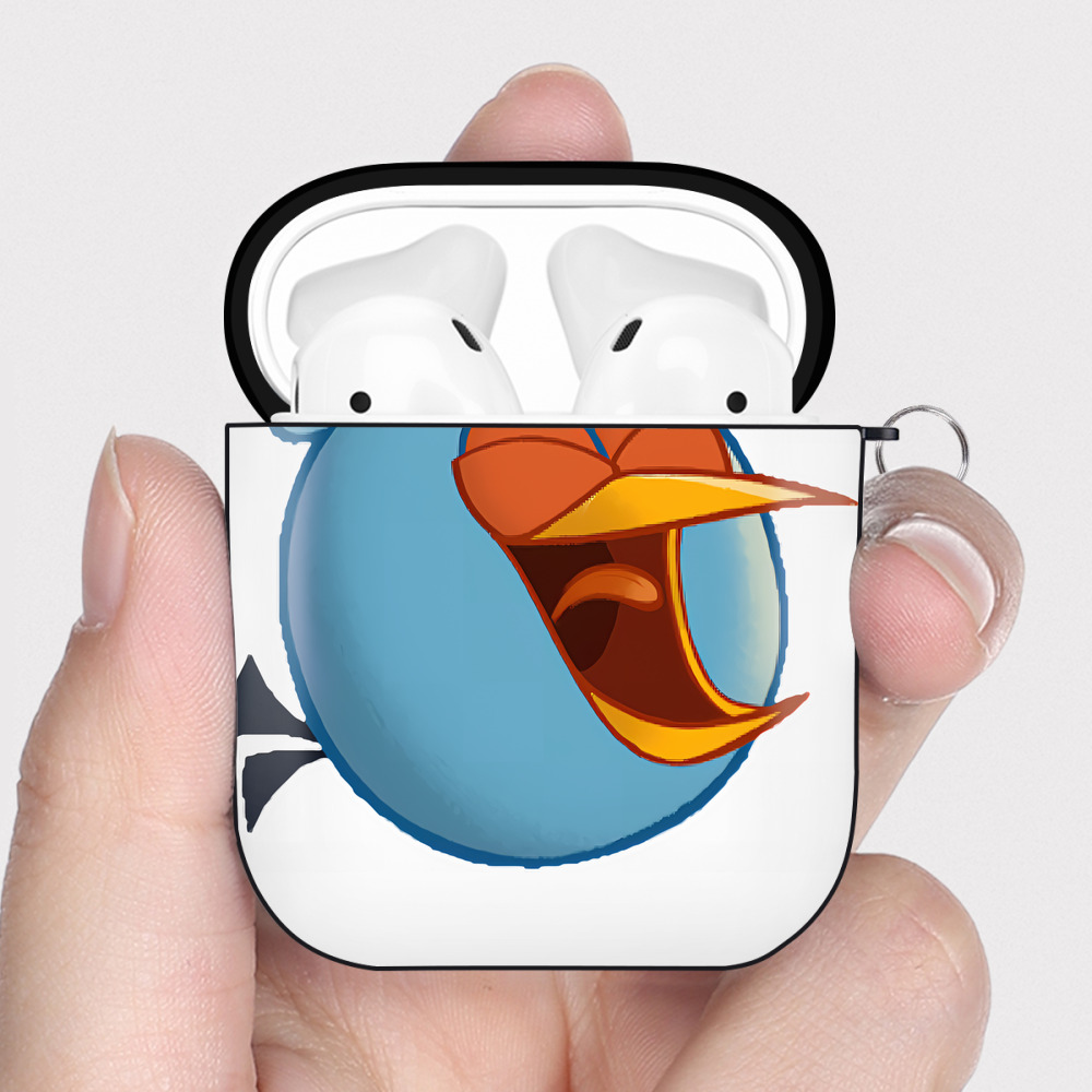 （画像用） Angry Birds アングリーバード AirPods 第2世代保護ケース ハードシェル ブラック 耐衝撃・防指紋・カラビナ付き
