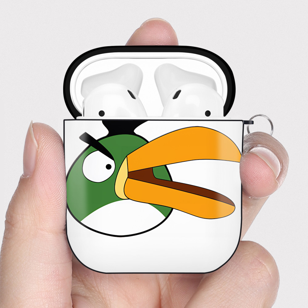 （画像用） Angry Birds アングリーバード AirPods 第2世代保護ケース ハードシェル ブラック 耐衝撃・防指紋・カラビナ付き