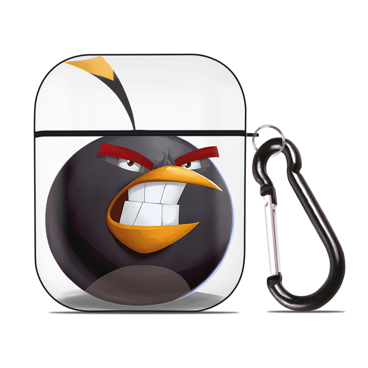 （画像用） Angry Birds アングリーバード AirPods 第2世代保護ケース ハードシェル ブラック 耐衝撃・防指紋・カラビナ付き
