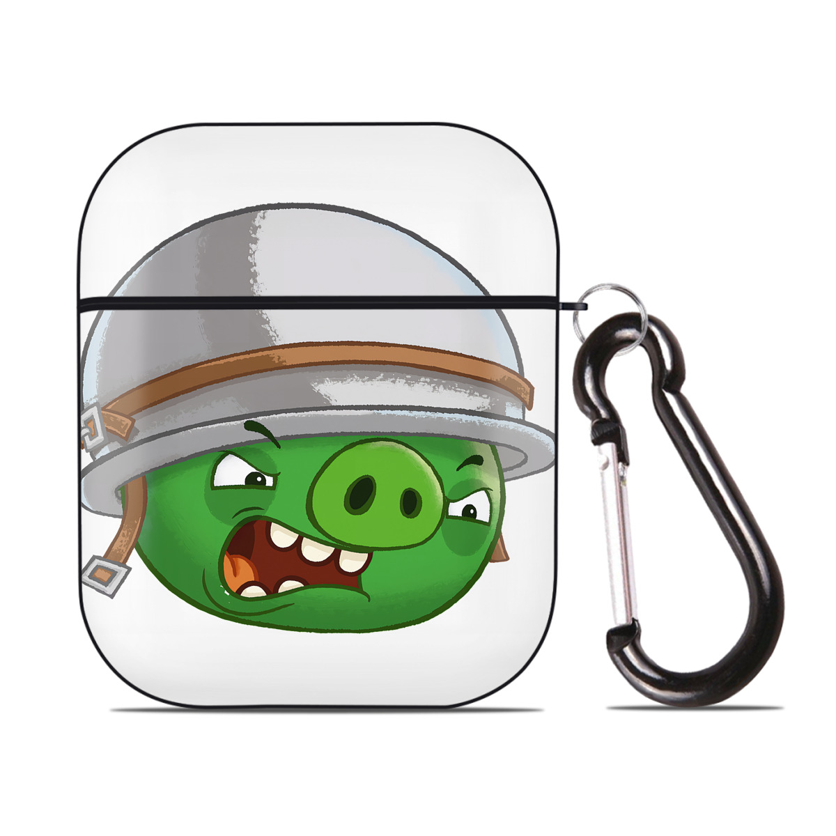 （画像用） Angry Birds アングリーバード AirPods 第2世代保護ケース ハードシェル ブラック 耐衝撃・防指紋・カラビナ付き